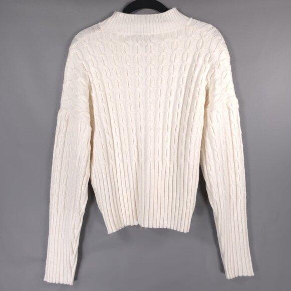 NWT JASON WU Cable Knit Rib Hem & Cuffs Pullover Sweater Ivory JW453000 LARGE - Picture 3 of 11